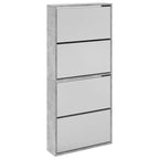 vidaXL Schuhschrank mit Spiegel 4 Fächer Betongrau 63x17x134 cm