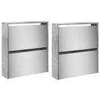 vidaXL Schuhschrank mit Spiegel 4 Fächer Betongrau 63x17x134 cm