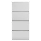 vidaXL Schuhschrank mit Spiegel 4 Fächer Hochglanz-Weiß 63x17x134 cm