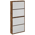 vidaXL Schuhschrank mit Spiegel 4 Fächer Räuchereiche 63x17x134 cm