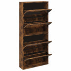 vidaXL Schuhschrank mit Spiegel 4 Fächer Räuchereiche 63x17x134 cm