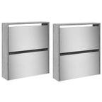 vidaXL Schuhschrank mit Spiegel 4 Fächer Grau Sonoma 63x17x134 cm