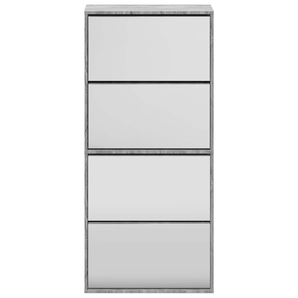 vidaXL Schuhschrank mit Spiegel 4 Fächer Grau Sonoma 63x17x134 cm