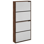 vidaXL Schuhschrank mit Spiegel 4 Fächer Braun Eiche-Optik 63x17x134cm