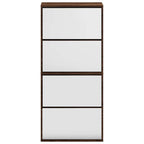 vidaXL Schuhschrank mit Spiegel 4 Fächer Braun Eiche-Optik 63x17x134cm