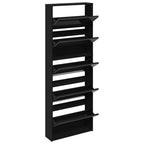 vidaXL Schuhschrank mit Spiegel 5 Fächer Schwarz 63x17x169,5 cm