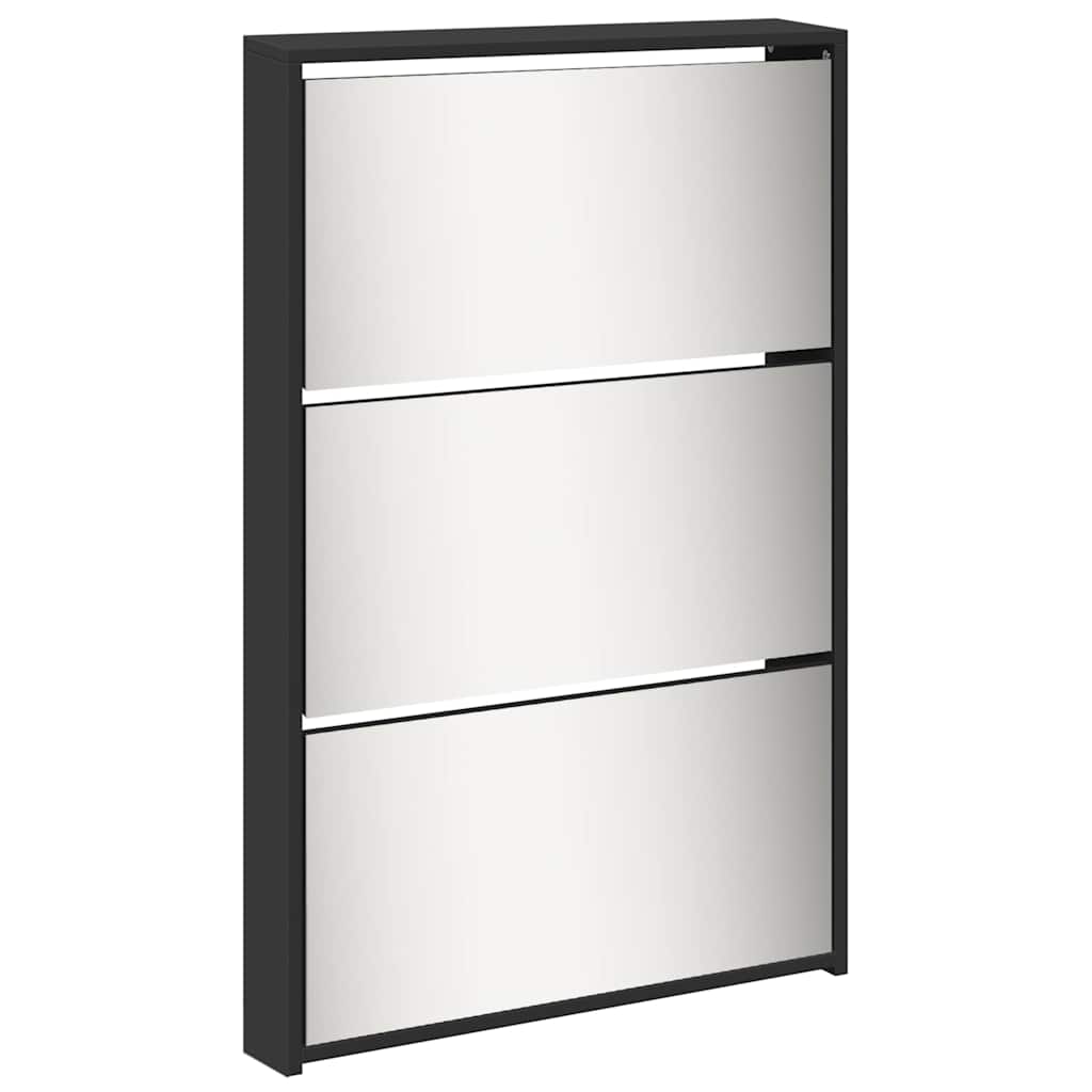 vidaXL Schuhschrank mit Spiegel 5 Fächer Schwarz 63x17x169,5 cm