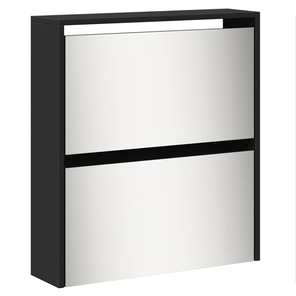 vidaXL Schuhschrank mit Spiegel 5 Fächer Schwarz 63x17x169,5 cm