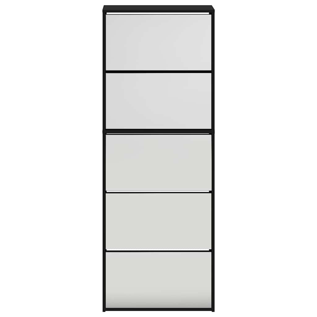 vidaXL Schuhschrank mit Spiegel 5 Fächer Schwarz 63x17x169,5 cm