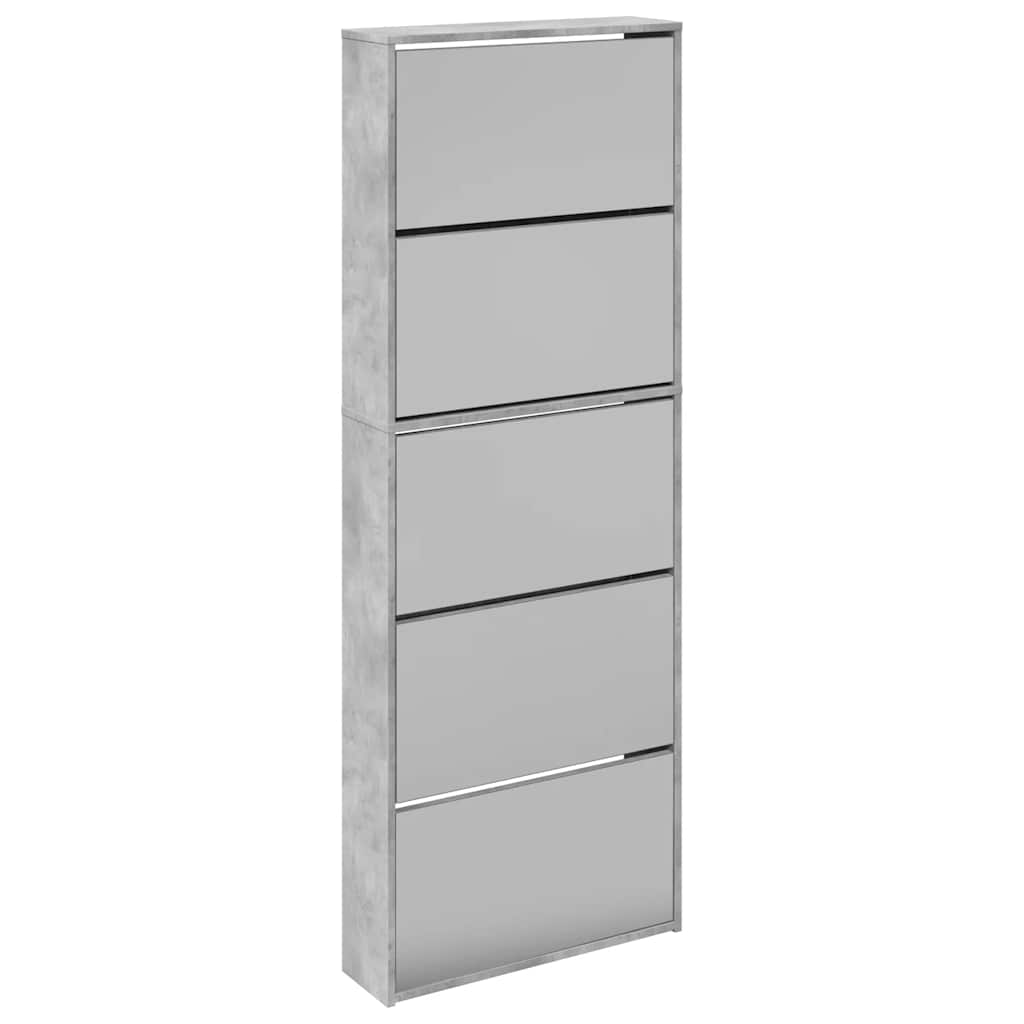 vidaXL Schuhschrank mit Spiegel 5 Fächer Betongrau 63x17x169,5 cm