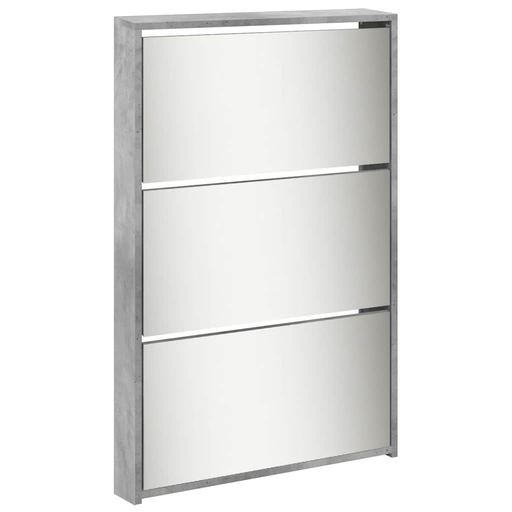 vidaXL Schuhschrank mit Spiegel 5 Fächer Betongrau 63x17x169,5 cm