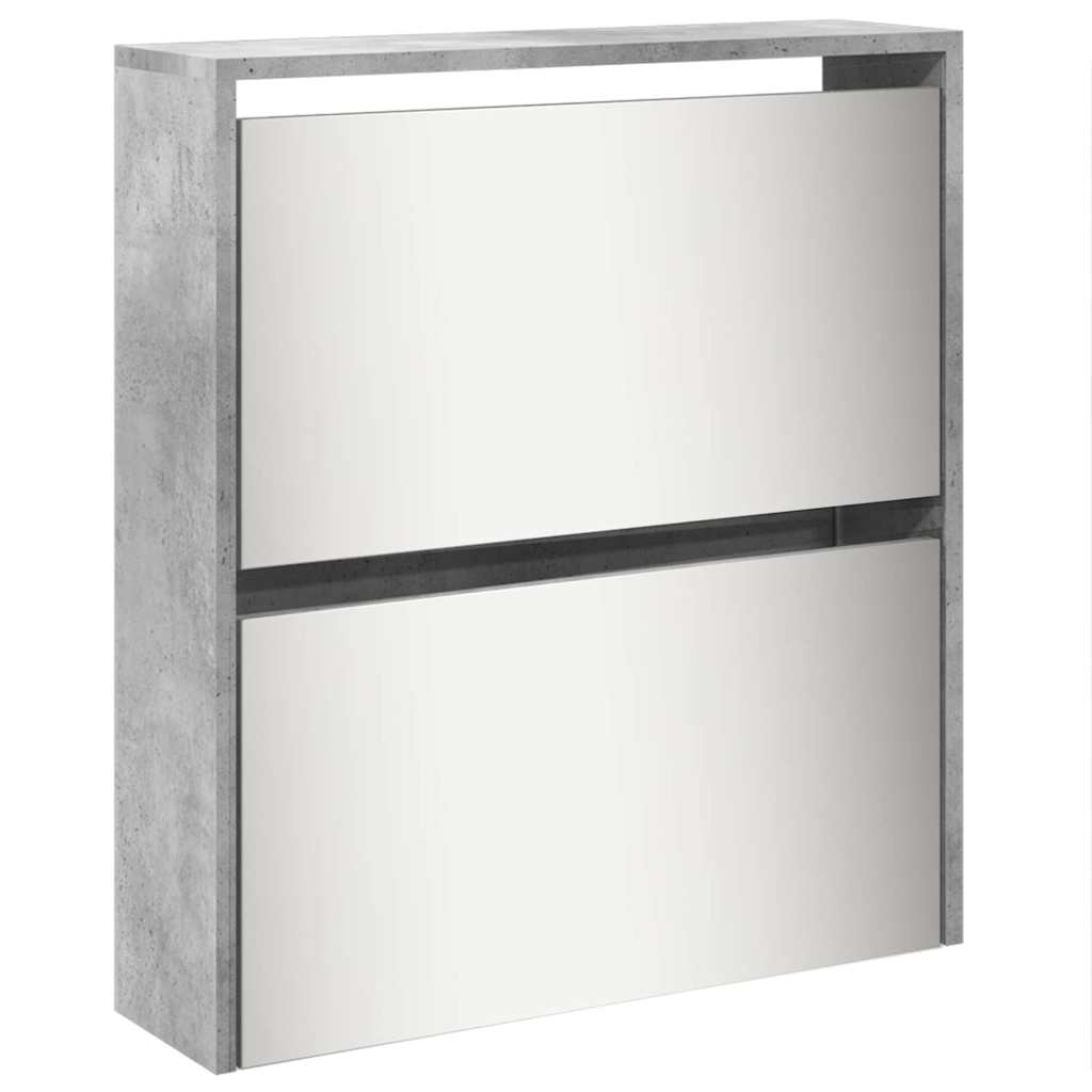 vidaXL Schuhschrank mit Spiegel 5 Fächer Betongrau 63x17x169,5 cm