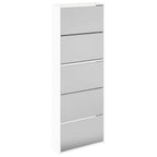 vidaXL Schuhschrank mit Spiegel 5 Fächer Hochglanz-Weiß 63x17x169,5 cm