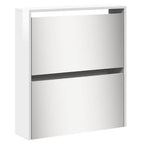 vidaXL Schuhschrank mit Spiegel 5 Fächer Hochglanz-Weiß 63x17x169,5 cm