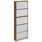 vidaXL Schuhschrank mit Spiegel 5 Fächer Räuchereiche 63x17x169,5 cm