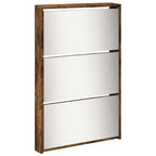 vidaXL Schuhschrank mit Spiegel 5 Fächer Räuchereiche 63x17x169,5 cm
