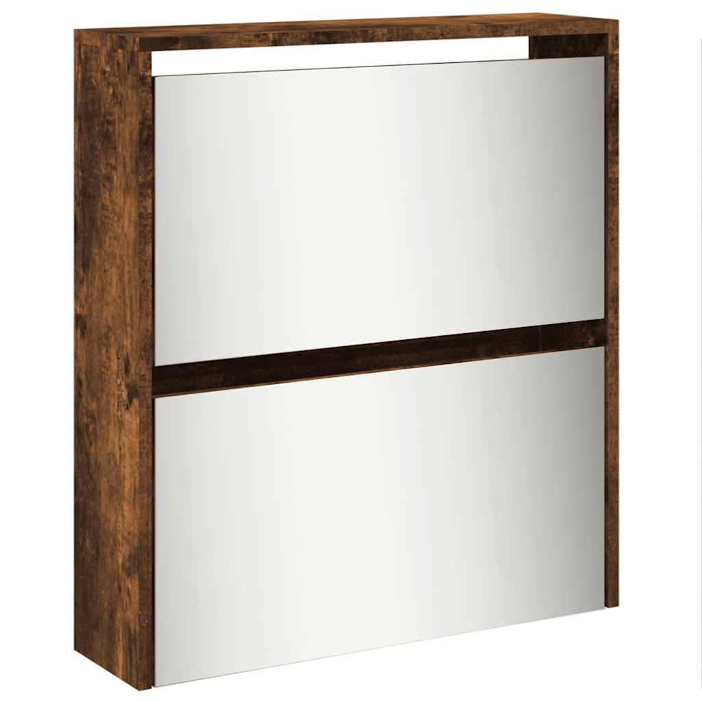 vidaXL Schuhschrank mit Spiegel 5 Fächer Räuchereiche 63x17x169,5 cm