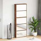 vidaXL Schuhschrank mit Spiegel 5 Fächer Räuchereiche 63x17x169,5 cm