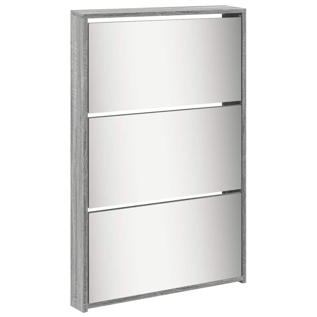 vidaXL Schuhschrank mit Spiegel 5 Fächer Grau Sonoma 63x17x169,5 cm