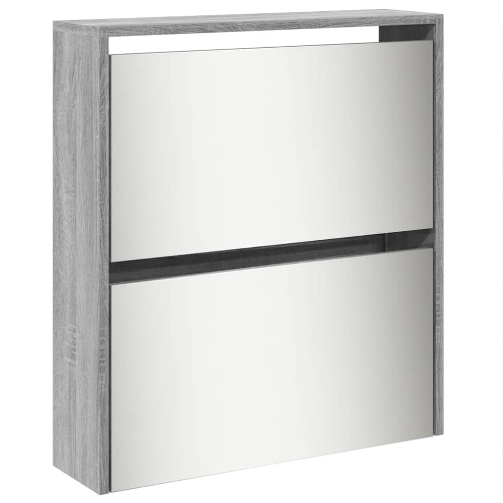vidaXL Schuhschrank mit Spiegel 5 Fächer Grau Sonoma 63x17x169,5 cm