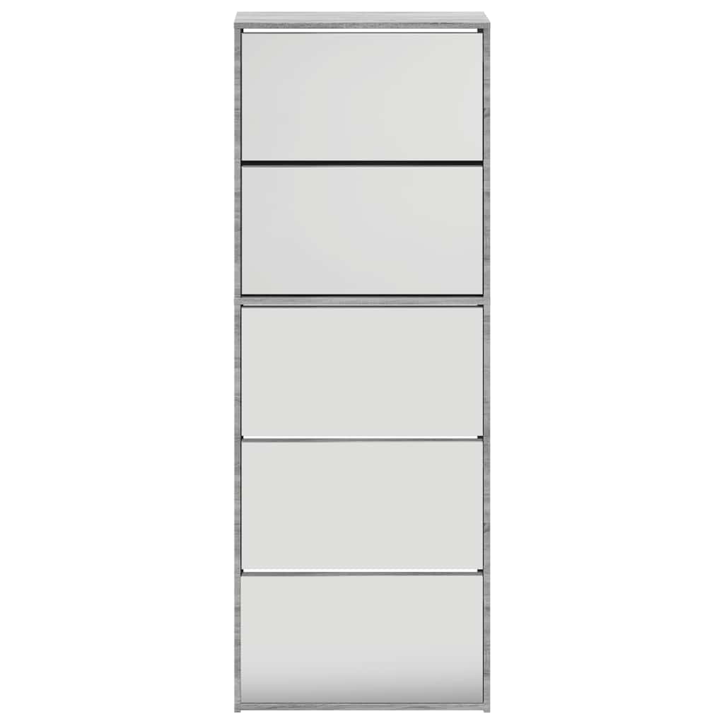 vidaXL Schuhschrank mit Spiegel 5 Fächer Grau Sonoma 63x17x169,5 cm