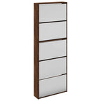 vidaXL Schuhschrank mit Spiegel 5 Fächer Braun Eiche 63x17x169,5 cm