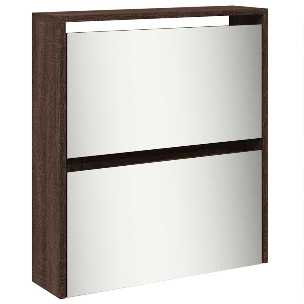 vidaXL Schuhschrank mit Spiegel 5 Fächer Braun Eiche 63x17x169,5 cm