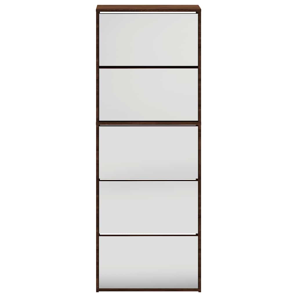 vidaXL Schuhschrank mit Spiegel 5 Fächer Braun Eiche 63x17x169,5 cm