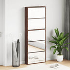 vidaXL Schuhschrank mit Spiegel 5 Fächer Braun Eiche 63x17x169,5 cm