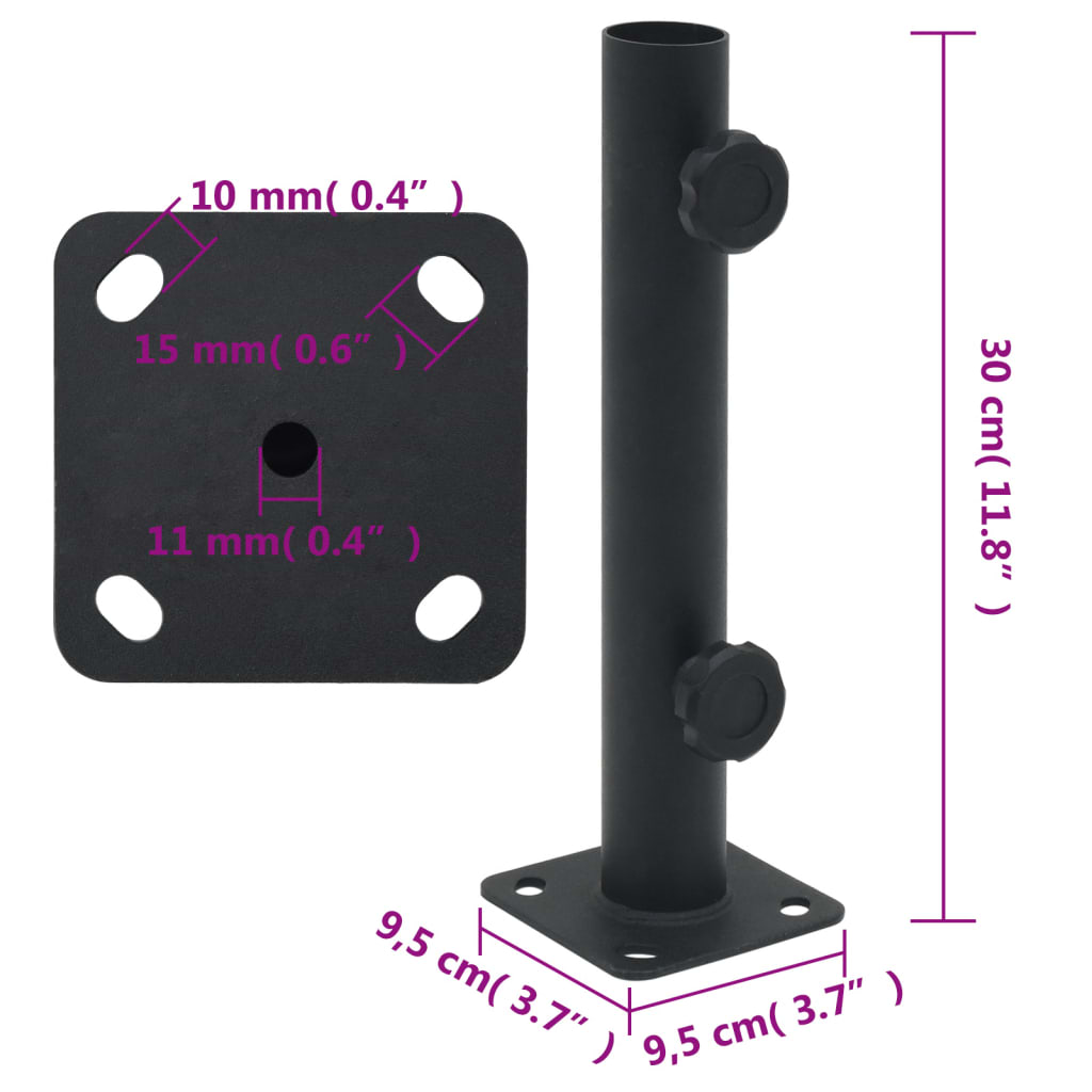 vidaXL Sonnenschirmständer für Ø32/34/38 mm Mast Mattschwarz Stahl