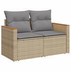 vidaXL 3-tlg. Garten-Sofagarnitur mit Kissen Beigemischung Poly Rattan