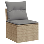 vidaXL 3-tlg. Garten-Sofagarnitur mit Kissen Beigemischung Poly Rattan