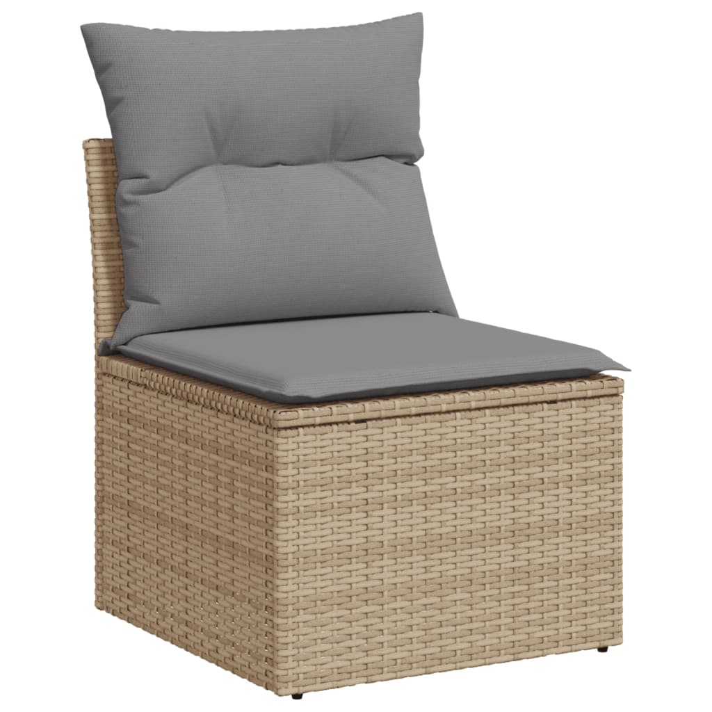 vidaXL 3-tlg. Garten-Sofagarnitur mit Kissen Beigemischung Poly Rattan