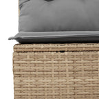 vidaXL 3-tlg. Garten-Sofagarnitur mit Kissen Beigemischung Poly Rattan