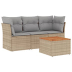 vidaXL 4-tlg. Garten-Sofagarnitur mit Kissen Beigemischung Poly Rattan