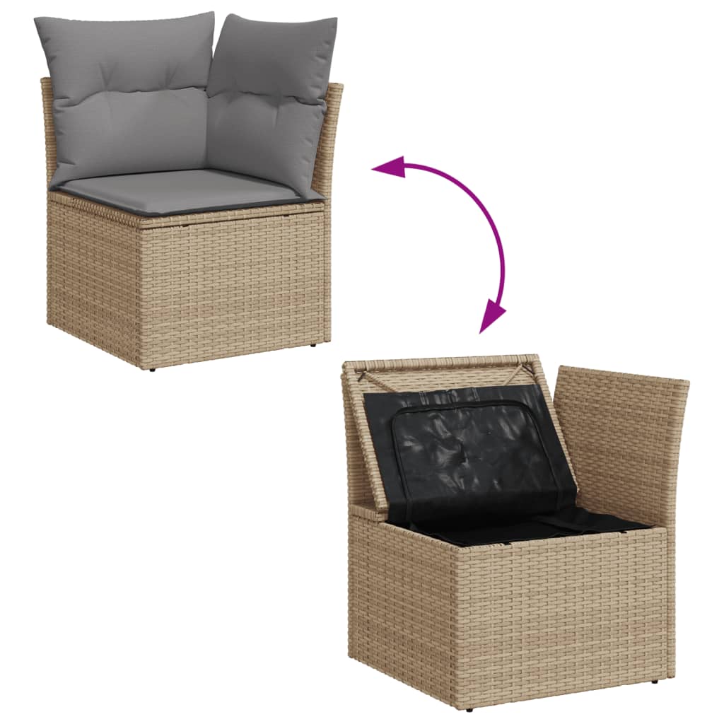 vidaXL 4-tlg. Garten-Sofagarnitur mit Kissen Beigemischung Poly Rattan