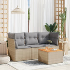 vidaXL 4-tlg. Garten-Sofagarnitur mit Kissen Beigemischung Poly Rattan