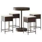 vidaXL 5-tlg. Gartenbar-Set mit Kissen Braun Poly Rattan