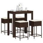 vidaXL 5-tlg. Gartenbar-Set mit Kissen Braun Poly Rattan