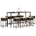 vidaXL 9-tlg. Gartenbar-Set mit Kissen Braun Poly Rattan