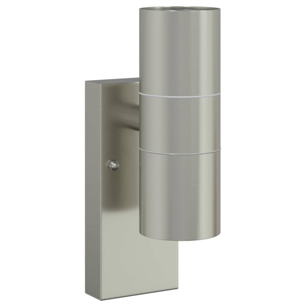 vidaXL Außenwandleuchte 2 pcs Silber 7 x 10 x 22 cm Edelstahl und Glas