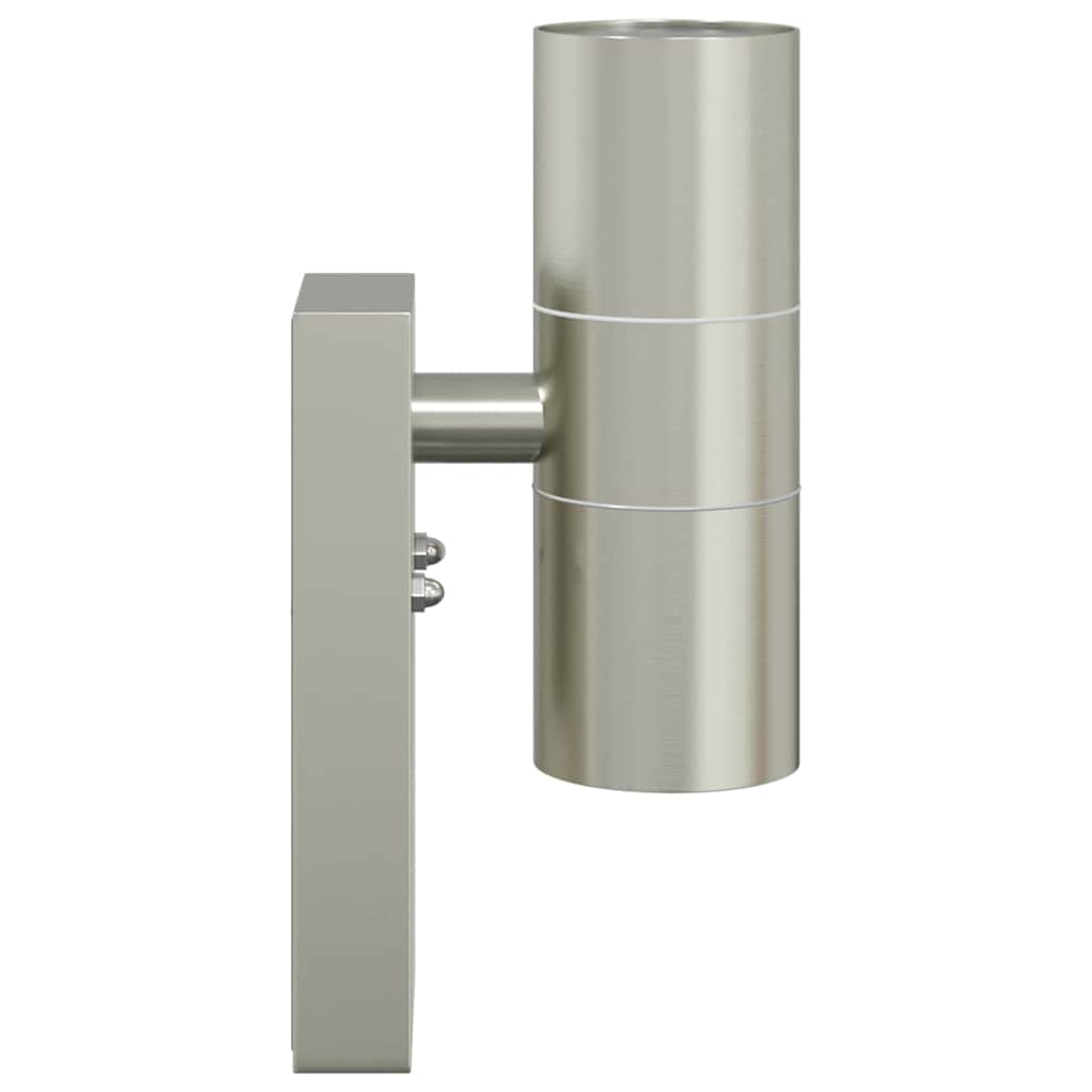 vidaXL Außenwandleuchte 2 pcs Silber 7 x 10 x 22 cm Edelstahl und Glas