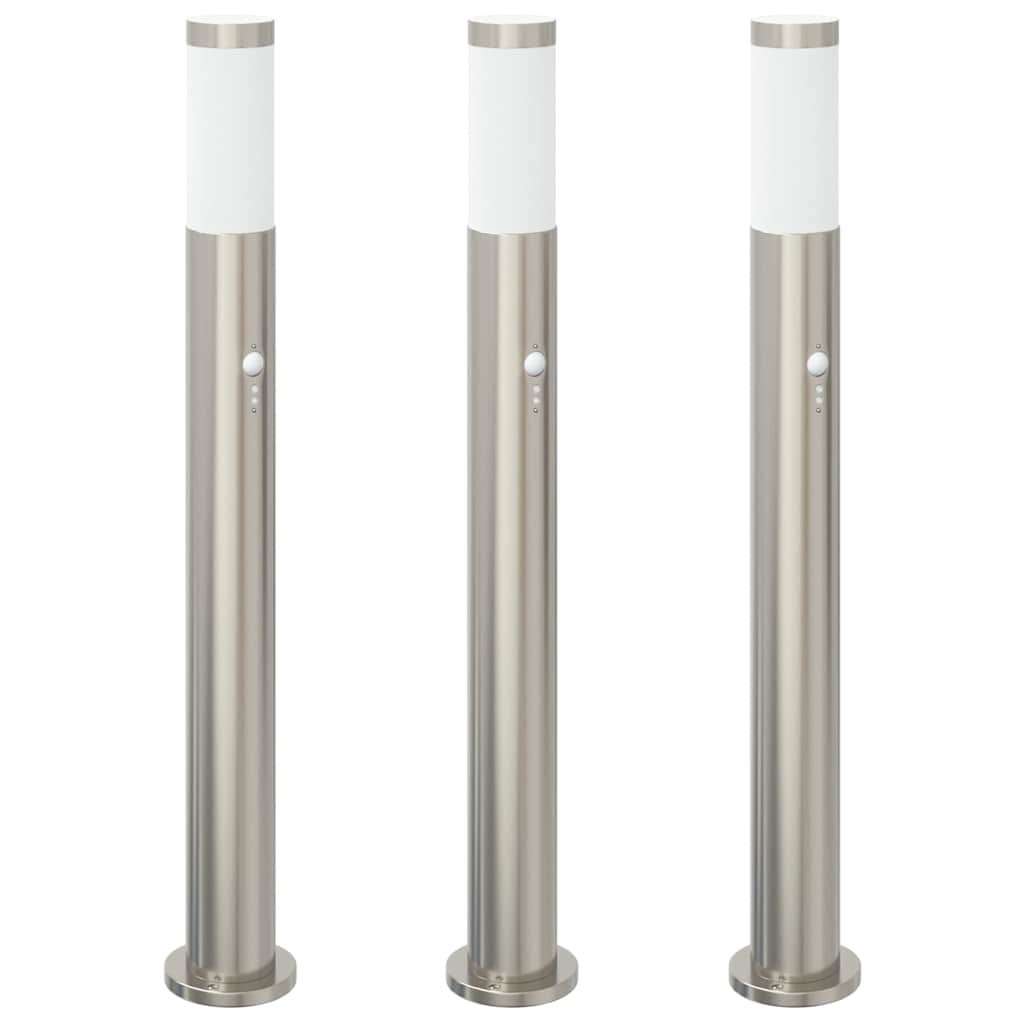 vidaXL Pollerleuchten mit Sensor 3er 80 cm Edelstahl IP44