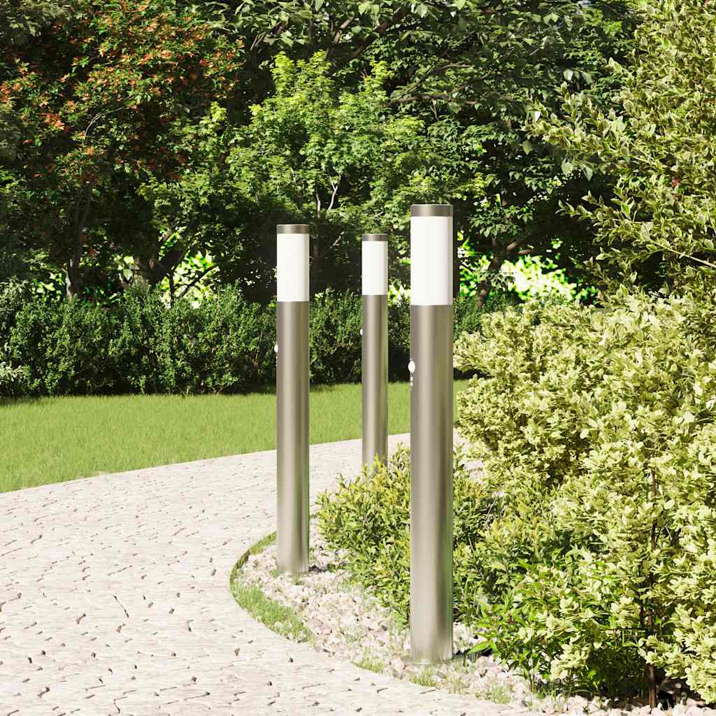 vidaXL Pollerleuchten mit Sensor 3er 80 cm Edelstahl IP44