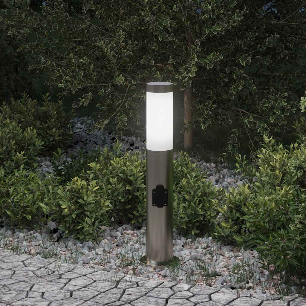 vidaXL Pollerleuchte mit Auslass 50 cm Edelstahl IP44