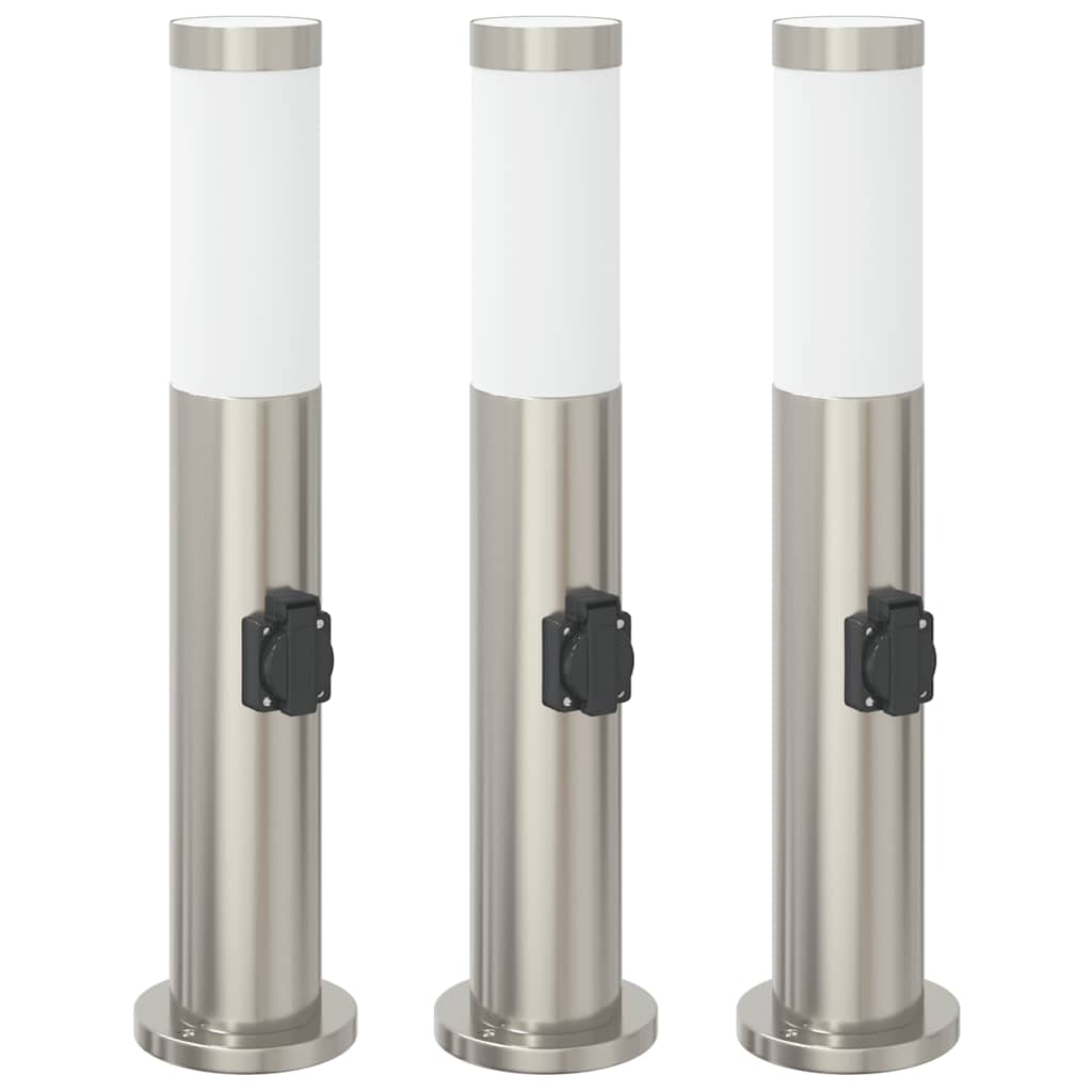vidaXL Pollerleuchten mit Auslass 3er 50 cm Edelstahl IP44