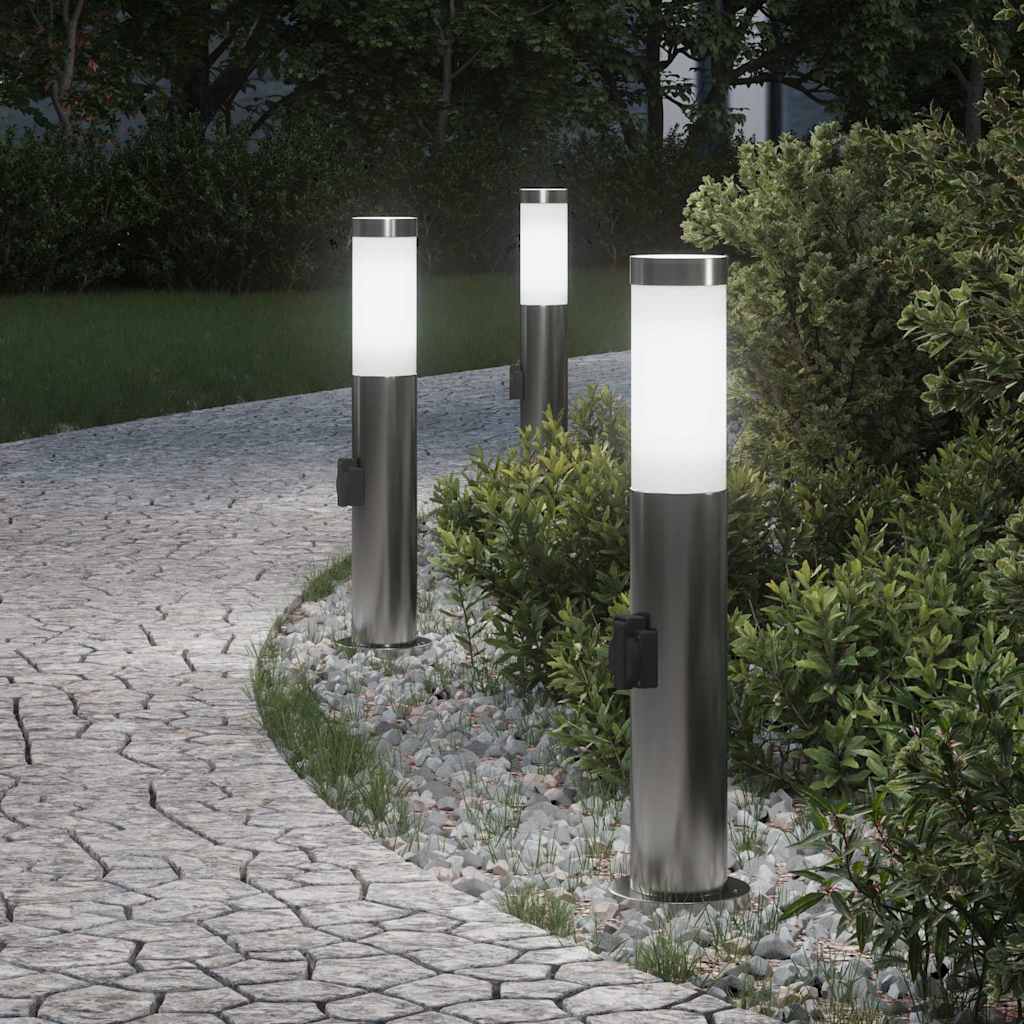 vidaXL Pollerleuchten mit Auslass 3er 50 cm Edelstahl IP44
