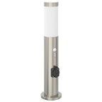 vidaXL Pollerleuchte mit Sensor und Steckdose 50 cm Edelstahl IP44