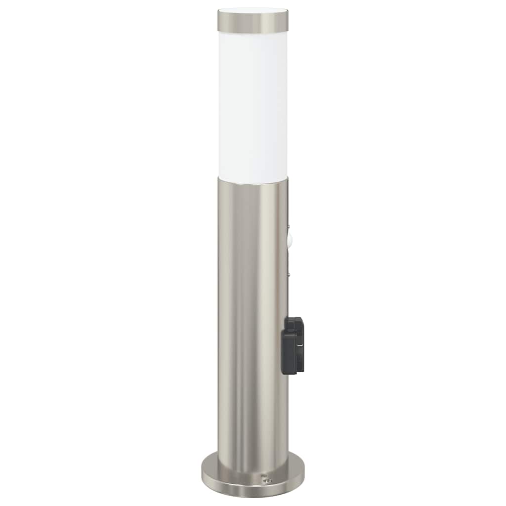 vidaXL Pollerleuchte mit Sensor und Steckdose 50 cm Edelstahl IP44