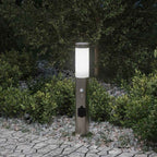 vidaXL Pollerleuchte mit Sensor und Steckdose 50 cm Edelstahl IP44